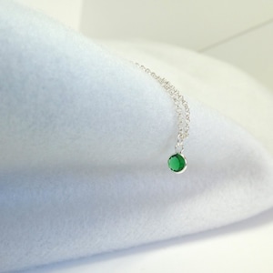 Emerald necklace, emerald pendant,sterling silver necklace ,dainty choker necklace ,tiny pendant necklace, delicate necklace,birthstone