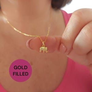 Elephant necklace, gold elephant pendant necklace, gold filled necklace, elephant gifts, dainty necklace, for her