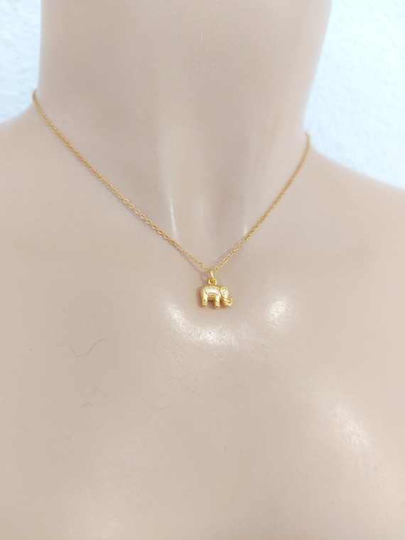 Elephant necklace, gold elephant pendant necklace, gold filled necklace, elephant gifts, dainty necklace, for her
