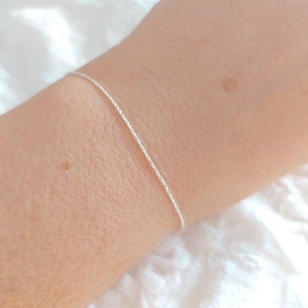 Dainty Sterling silver 925 bracelet, simple thin stacking bracelet, super thin silver chain bracelet, delicate bracelets, simple