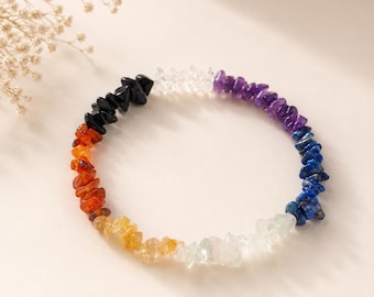 Natural Gemstone Chakra Bracelet,  Unisex Crystal Jewelry, meditation gifts decor
