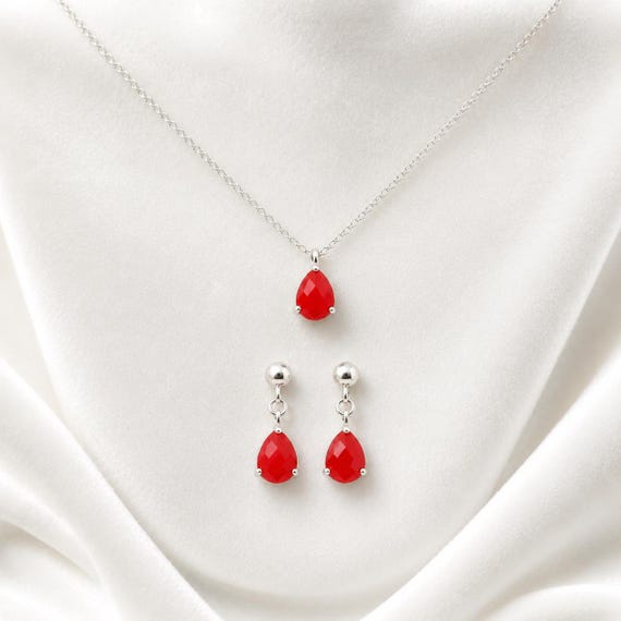 Coral jewelry set , coral necklace and earrings , dainty sterling silver set , stud earrings, gemstone jewelry