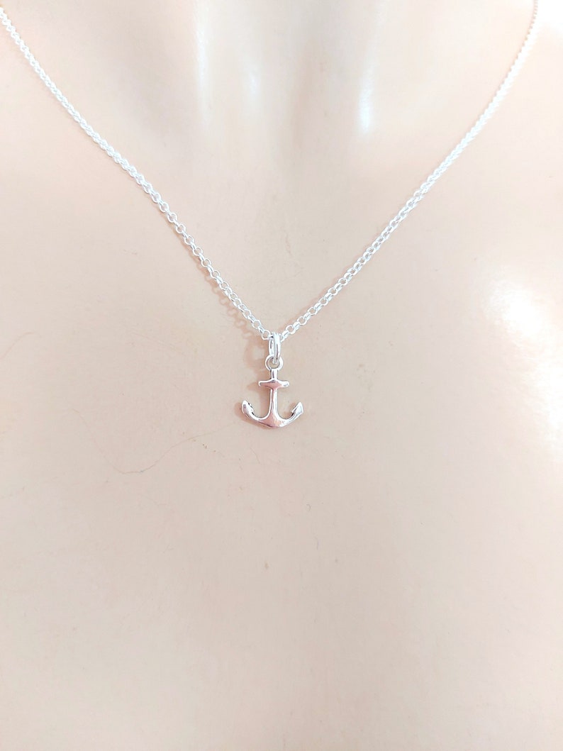 Anchor necklace, anchor pendant, sterling silver anchor necklace, hypoallergenic necklace, nautical theme necklace,beach theme necklace,gift image 5