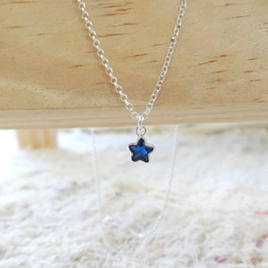 Sapphire charm necklace, sterling silver necklace, blue star necklace, star pendant necklace, women necklace, gift for girlfriend