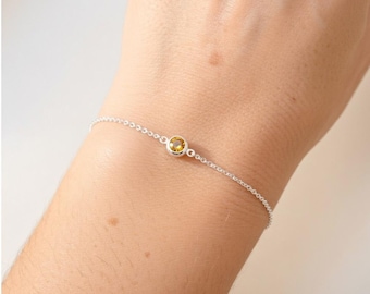 Topaz bracelet, dainty sterling silver bracelet, yellow topaz stone bracelet, bridal bracelet, gift for bridesmaids, gifts for women