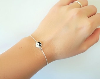 Yin Yang bracelet sterling silver bracelet,dainty bracelet,ankle bracelet, bracelet femme, bracelet homme,ying yang, gift for him, friend