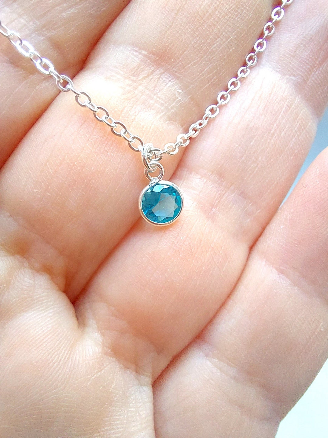 Aquamarine 925 Sterling Sliver Necklace