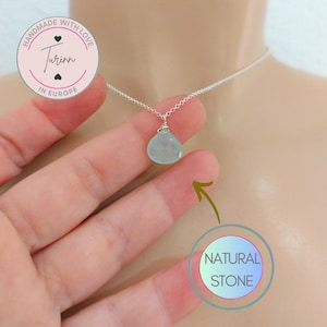 Aquamarine pendant necklace ,sterling silver necklace ,925 sterling silver aquamarine ,aquamarine stone,dainty necklace,bridesmaid necklace image 1