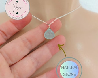Aquamarine pendant necklace ,sterling silver necklace ,925 sterling silver  aquamarine ,aquamarine stone,dainty necklace,bridesmaid necklace
