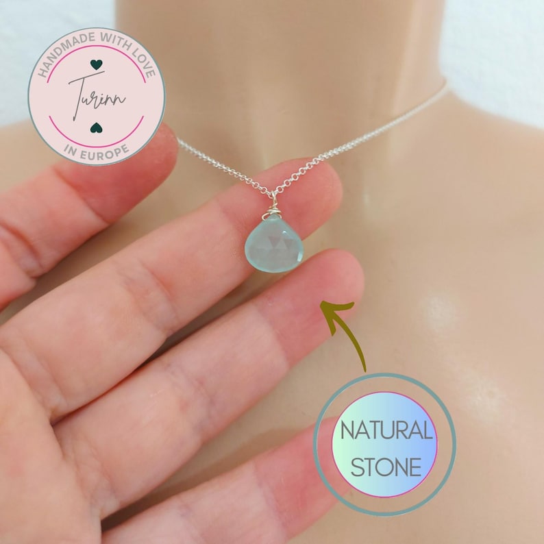 Aquamarine pendant necklace ,sterling silver necklace ,925 sterling silver aquamarine ,aquamarine stone,dainty necklace,bridesmaid necklace image 1