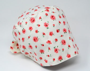 Scrub Cap/ Scrub Hat - ROSE BUDS - Floral Pixie for Women - Women/Men Scrub Cap Surgical Hat - MimiScrubHats