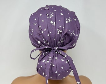 Ponytail Scrub Cap/ Scrub Hat -  Dancing Daisies - Women Scrub Cap Surgical Hat - MimiScrubHats