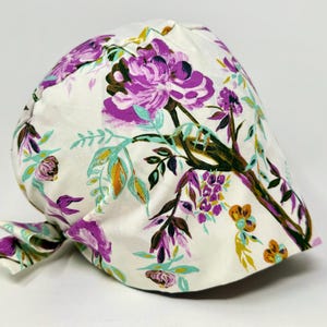 No Tariff (US/CA) - Scrub Cap - Betty Ann’s Charm  - Floral Pixie Pear Blossom  Women - MimiScrubHatsn
