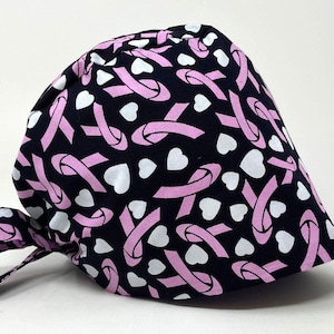 No Tariff (US/CA) - Scrub Cap - Hope and Heart Ribbons - Abstract Pixie - MimiScrubHats