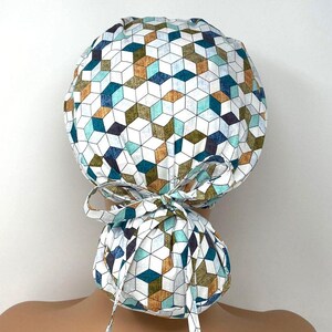 No Tariff (US/CA) - Ponytail Scrub Cap - Cubes - Scrub Cap/Hat - MimiScrubHats
