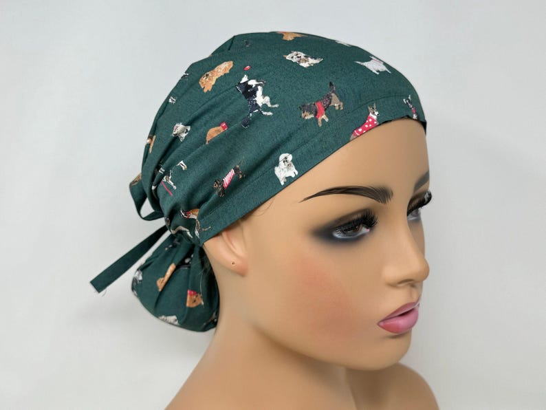 No Tariff (US/CA) - Ponytail Scrub Cap -Dog lover - Scrub Cap/Hat - MimiScrubHats image 2