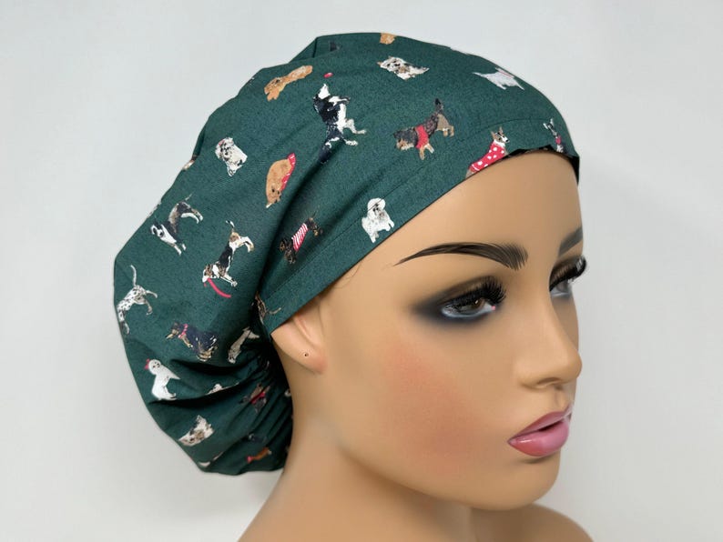 No Tariff (US/CA) - Ponytail Scrub Cap -Dog lover - Scrub Cap/Hat - MimiScrubHats image 5