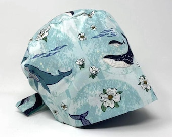 No Tariff (US/CA) - Scrub Cap - Baby and Mama Whales - Cute Pixie - MimiScrubHats
