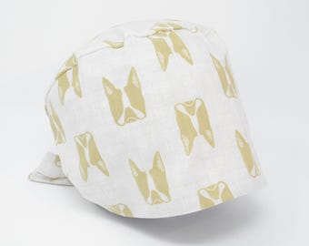 No Tariff (US/CA) - Scrub Cap - French Bulldog Imprint - Tan - Cute Animal Pixie - MimiScrubHats