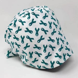 No Tariff (US/CA) - Scrub Cap - Teal Ribbons - Ovarian Cancer Awareness - Abstract Pixie - MimiScrubHats