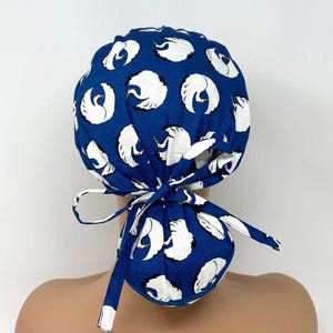 No Tariff (US/CA) - Ponytail Scrub Cap -  Dancing Cranes- *Cotton Dobby* - Ponytail Scrub Cap/Hat - MimiScrubHats
