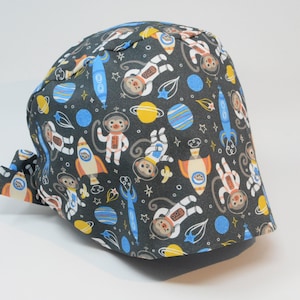 No Tariff (US/CA) - Scrub Cap - Space Monkeys - Cute Astronaut Animal Pixie - MimiScrubHats
