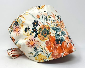 Scrub Cap/ Scrub Hat - Listen to Your Heart - Floral Pixie for Women - Women/Men Scrub Cap Surgical Hat - MimiScrubHats