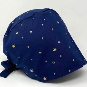 No Tariff (US/CA) - Scrub Cap - Bubble Stars - Gold Metallic Print - Women's Scrub Cap - Pixie - MimiScrubHats