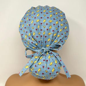 No Tariff (Us/Ca) - Ponytail Scrub Cap -Lion Cubs  - Cotton Dobby  - Light Blue- Japanese Fabric - Scrub Cap/Hat - MimiScrubHats