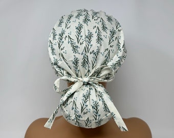 Ponytail Scrub Cap/ Scrub Hat -Bellissimo Garden - Women Scrub Cap Surgical Hat - MimiScrubHats