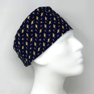 Scrub Cap - Lion Cubs with Flowers on Dark Blue *Cotton Dobby* - Design for Short Hair -  MimiScrubHats SP Style©