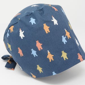 No Tariff (Us/Ca) - Scrub Hat - Surgical Cap - Gummy Bear Party on Blue - Cute Animal Pixie for Women - Preshrunk Cotton - Mimi Scrub Hats®
