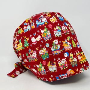 No Tariff (US/CA) - Scrub Cap -Kawaii Christmas with Santa - Holiday Pixie  - MimiScrubHats