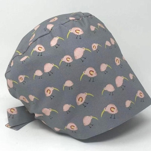 No Tariff (Us/Ca) - Scrub Cap - PINK KIWI - Cute Animal Pixie for Women - MimiScrubHats