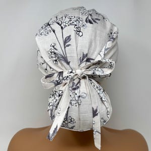 No Tariff (US/CA) - Trailing Sakura  - Cotton Dobby* -  Ponytail Scrub Cap/Hat - MimiScrubHats