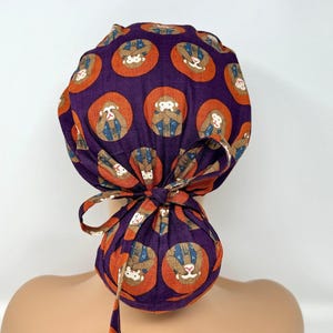 No Tariff (US/CA) - Wise Monkeys - Dark Purple -*Cotton Dobby* - Scrub Cap/Hat - MimiScrubHats
