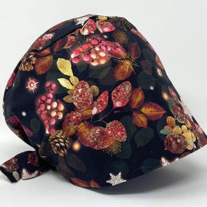 No Tariff (US/CA) - Scrub Cap - Mistletoe - Dark - Holiday/ Christmas Pixie - MimiScrubHats