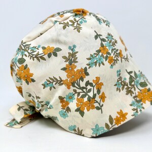 No Tariff (US/CA) - Scrub Cap - Two Flowers B - Floral Pixie Scrub Hat for Women - MimiS