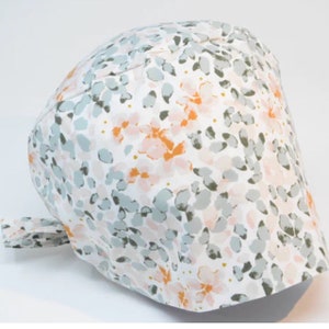 No Tariff (US/CA) - Scrub Cap - Rain and Blossoms - Floral Pixie for Women - MimiScrubHats