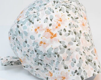 Scrub Cap/ Scrub Hat - Rain and Blossoms - Floral Pixie for Women - Women/Men Scrub Cap Surgical Hat - MimiScrubHats