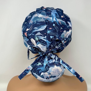 1 Wk Delivery & No Tariff (US/CA) - Ponytail Scrub Cap - Under Water - Scrub Cap/Hat - MimiScrubHats