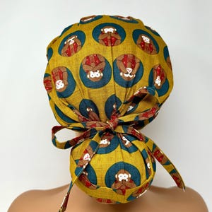 No Tariff (US/CA) - Wise Monkeys - On Mustard -*Cotton Dobby* - Scrub Cap/Hat - MimiScrubHats