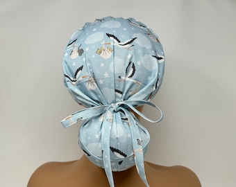 Ponytail Scrub Cap/ Scrub Hat -Special Delivery - Women Scrub Cap Surgical Hat - MimiScrubHats