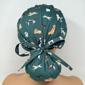 No Tariff (US/CA) - Ponytail Scrub Cap -Dog lover - Scrub Cap/Hat - MimiScrubHats image 1