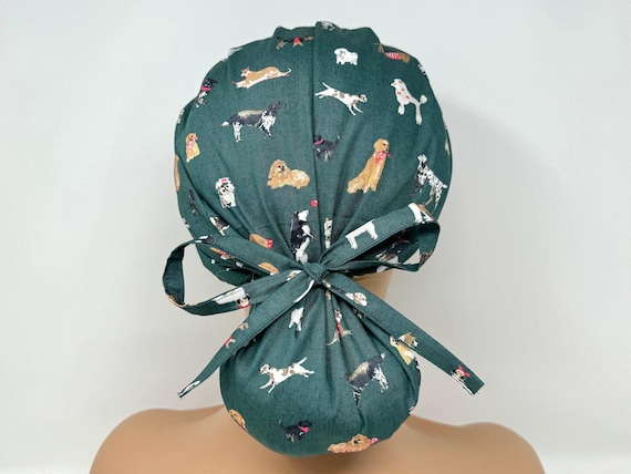 No Tariff (US/CA) - Ponytail Scrub Cap -Dog lover - Scrub Cap/Hat - MimiScrubHats