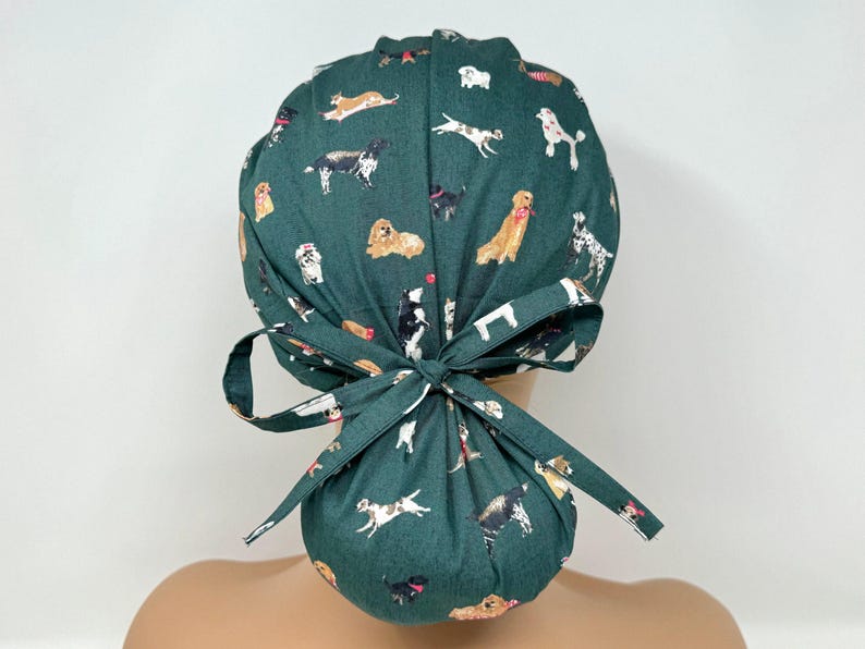No Tariff (US/CA) - Ponytail Scrub Cap -Dog lover - Scrub Cap/Hat - MimiScrubHats image 1