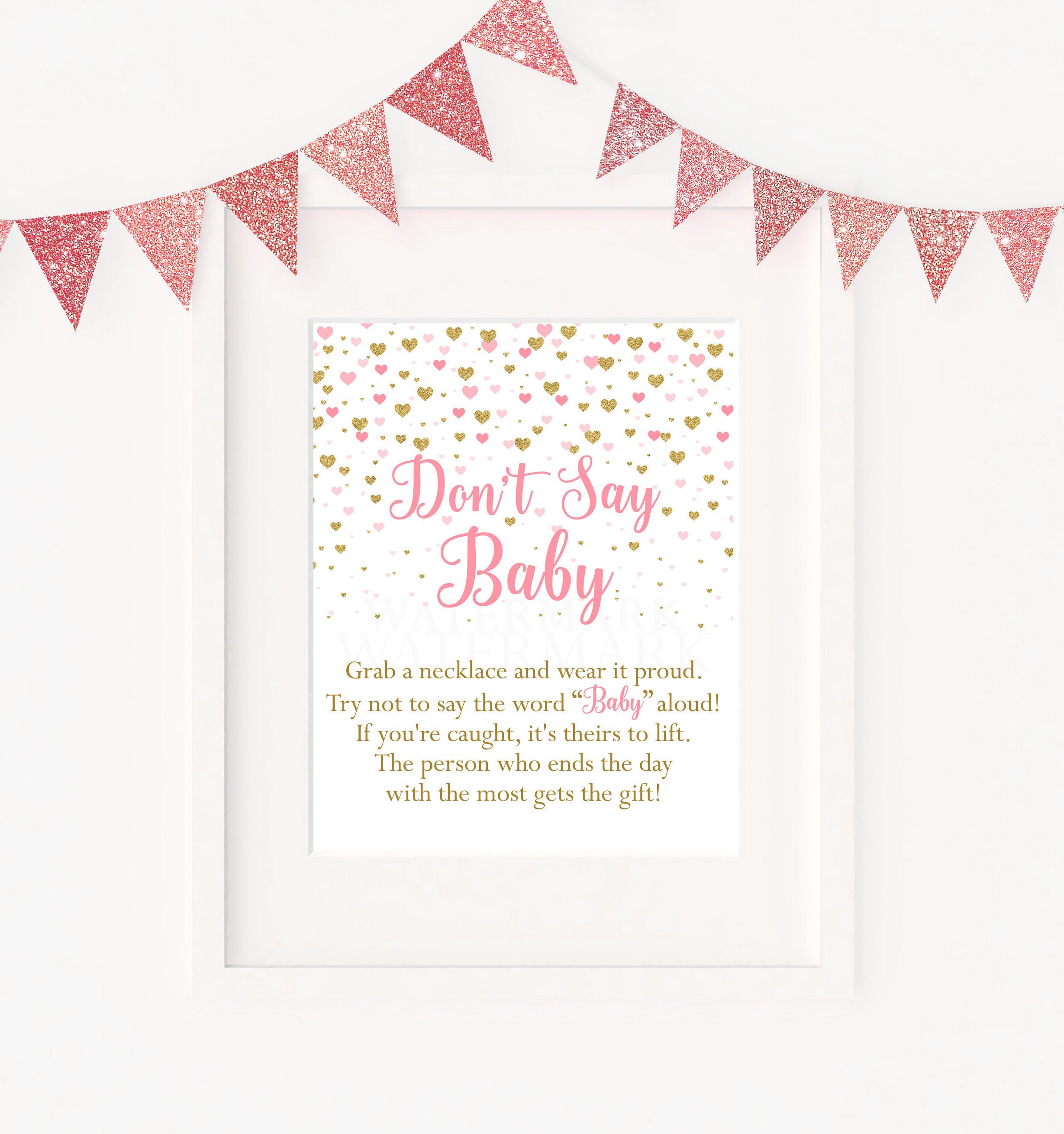 Don't Say Baby Sign Pink and Gold Dont Say Baby Necklace Etsy