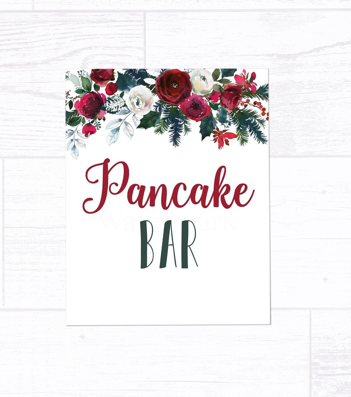 Pancake Bar Sign Red Floral Pancake Bar Sign Red and Green Etsy