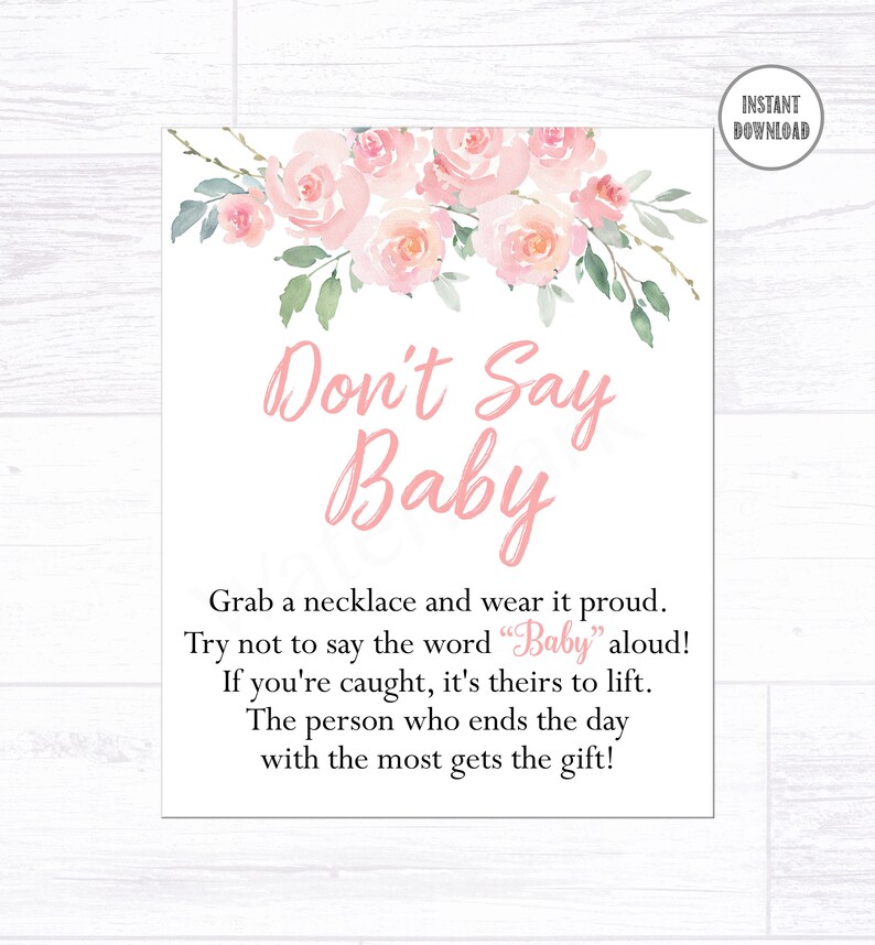 Don't Say Baby Sign Pink Floral Dont Say Baby Necklace Etsy