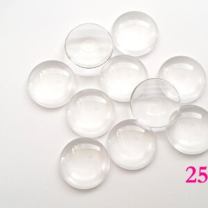 10 x runde Glascabochons 25mm klar, transparent, durchsichtig, oben leicht gewölbt, flache Unterseite / Cabochon Glascabochon Bild 6